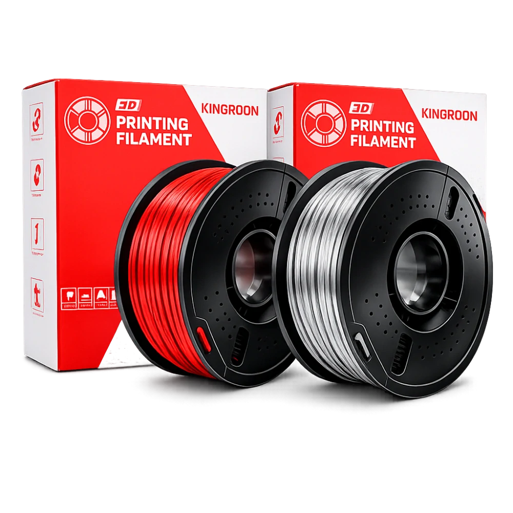 Kingroon PETG filament sada Red/Metal silver | 1,75 mm | 2 kg
